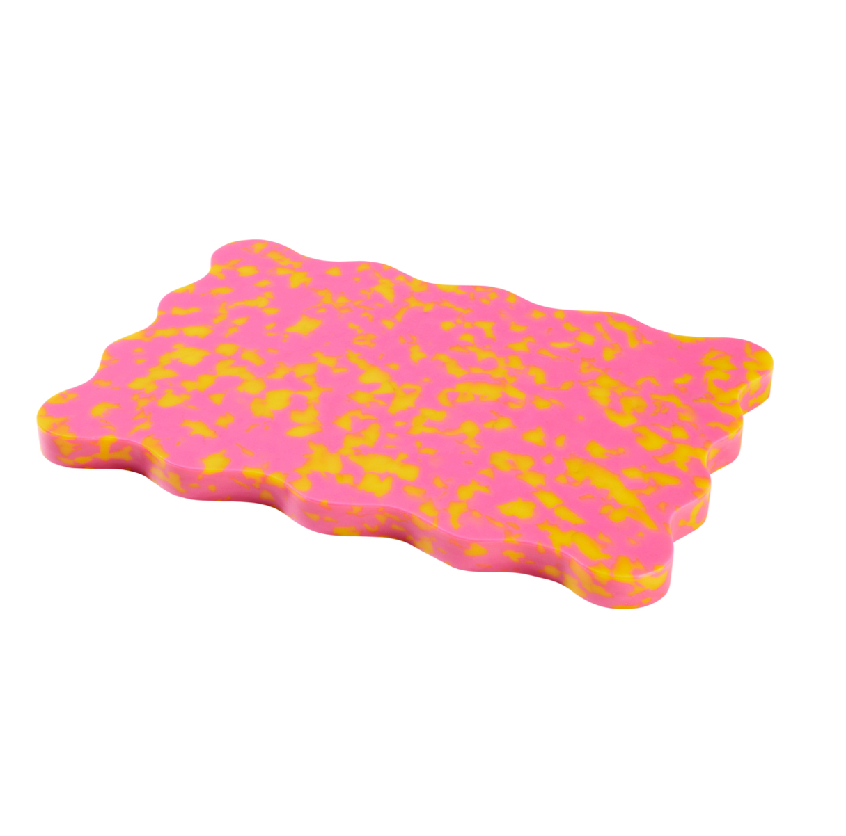 Mini wavy scalloped pink and yellow chopping board by Pinchy – aesthetic kitchen gift for home cooks