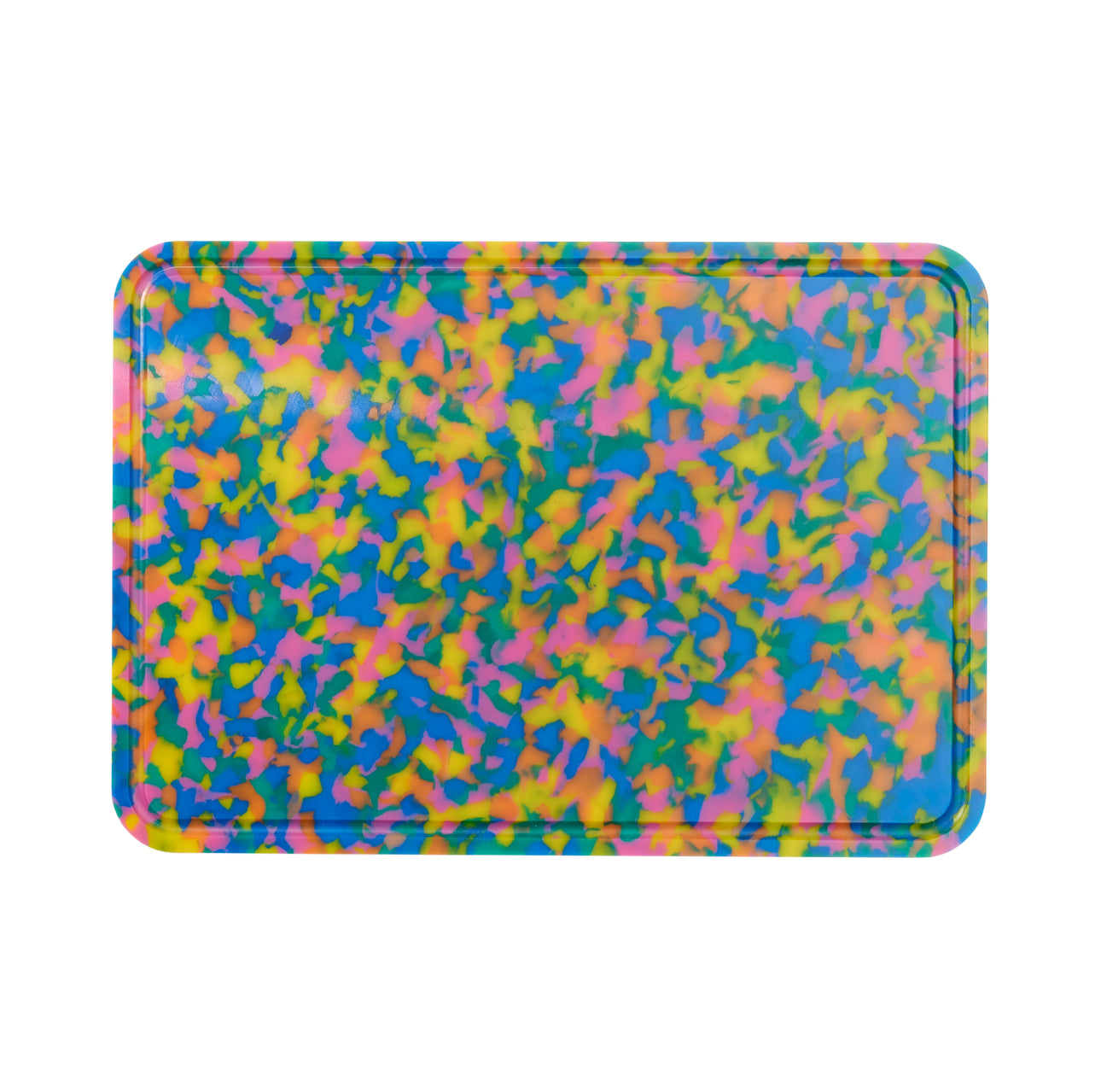 Large multicoloured geometric patterned chopping board with juice grooves – Pinchy Products