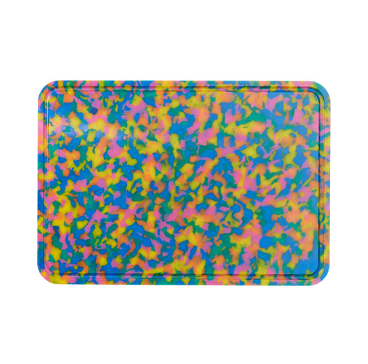 Large multicoloured geometric patterned chopping board with juice grooves – Pinchy Products