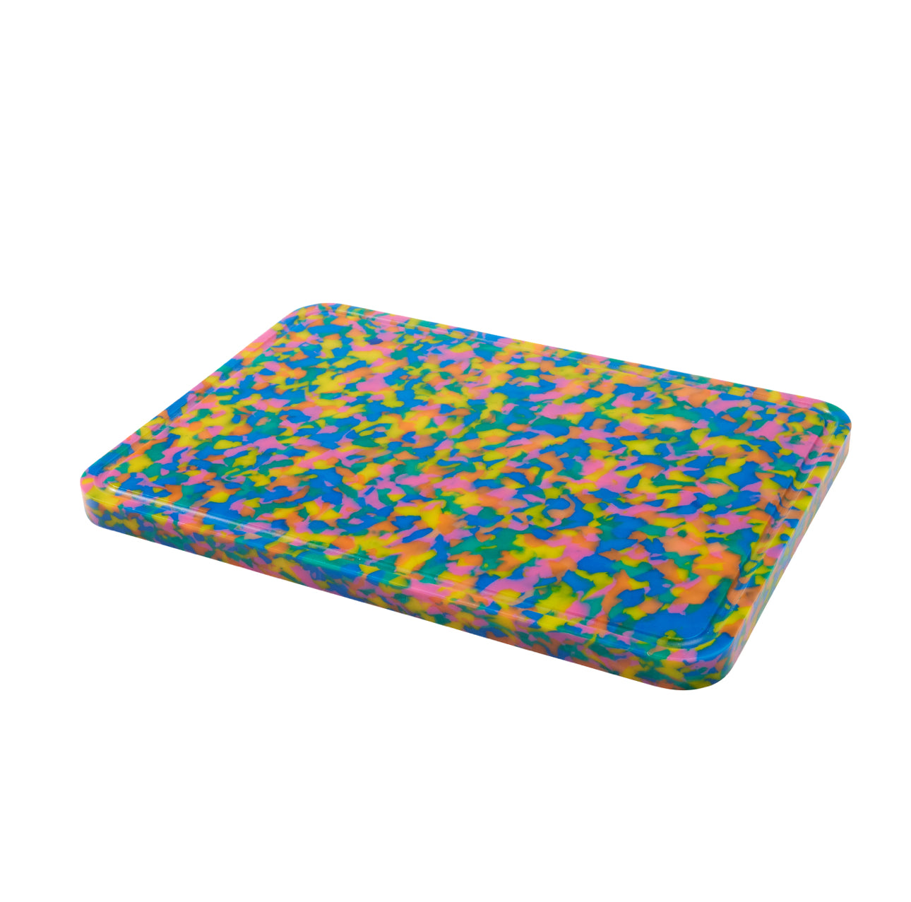 Large multicoloured geometric patterned chopping board with juice grooves – Pinchy Products