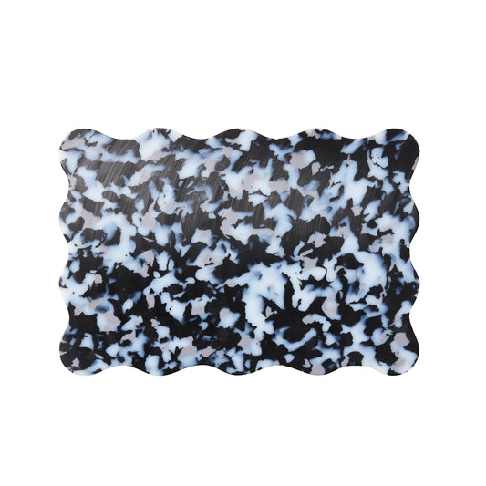 Black and white wavy Pinchy chopping board. Aesthetic kitchenware.