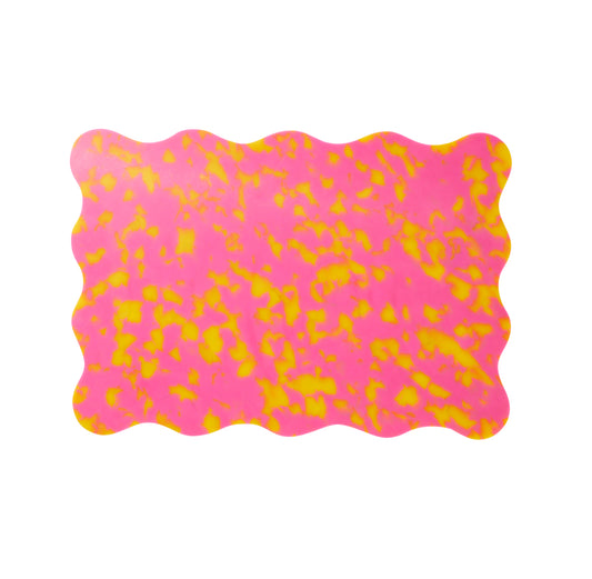 wavy scalloped pink and yellow chopping board 