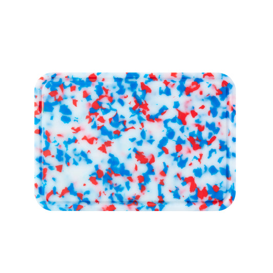 blue, red & white chopping board