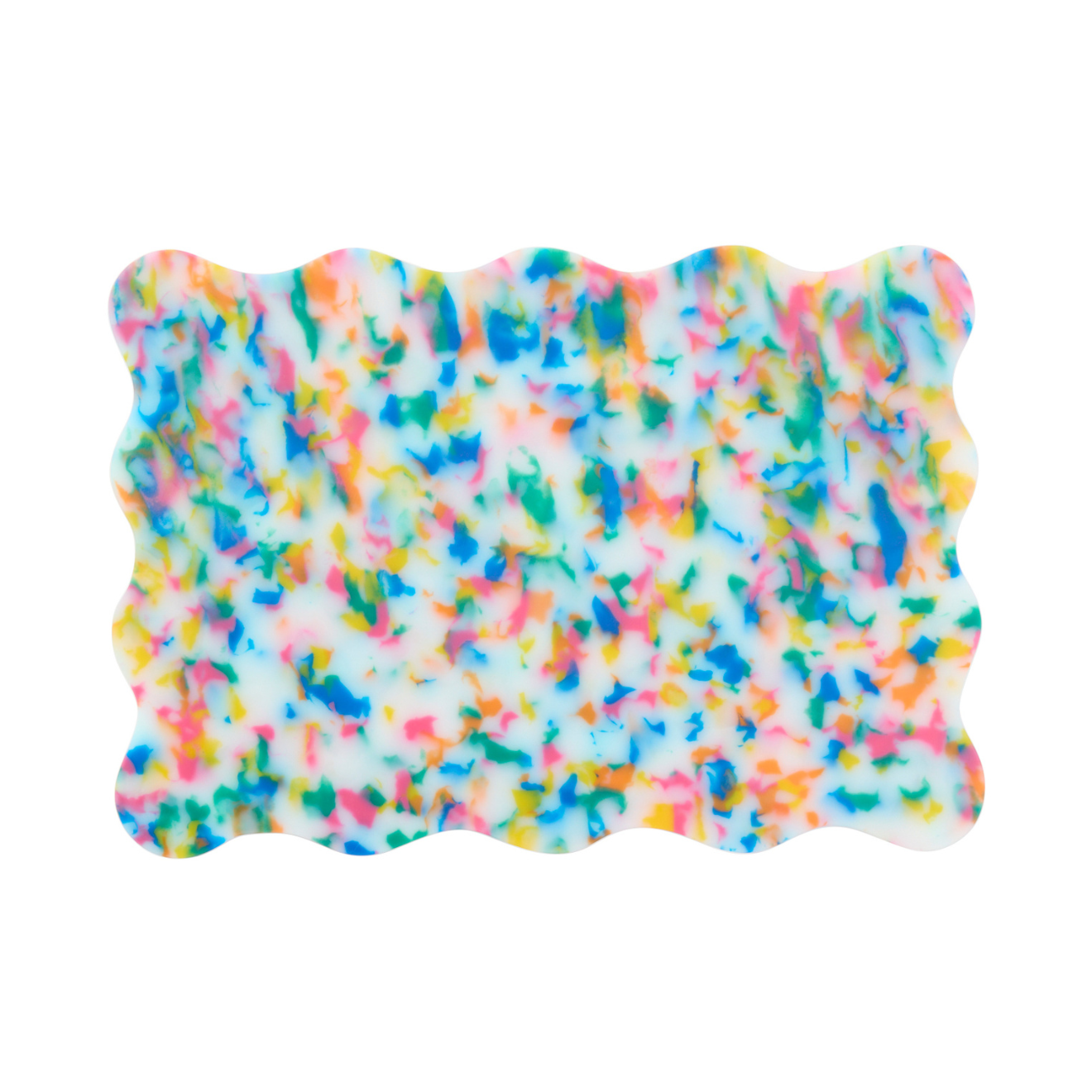Mini rainbow wavy scalloped chopping board by Pinchy – aesthetic kitchen gift for home cooks.